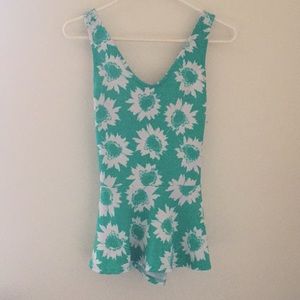 Green and White Womens Peplum Top